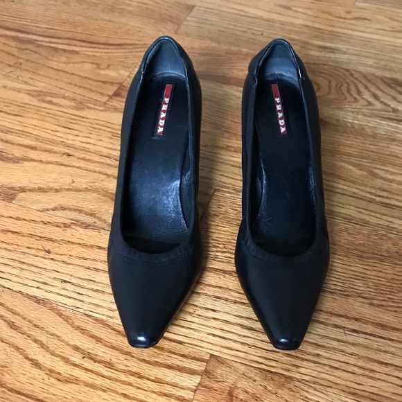 Prada Black Leather Heels - Picture 1 of 7